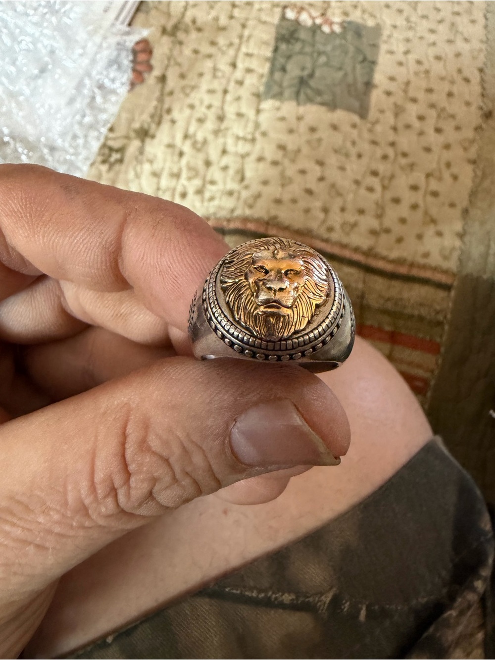 Effy Lion Emblem Two-Tone Men's Signet Ring - Gold & Sterling Silver